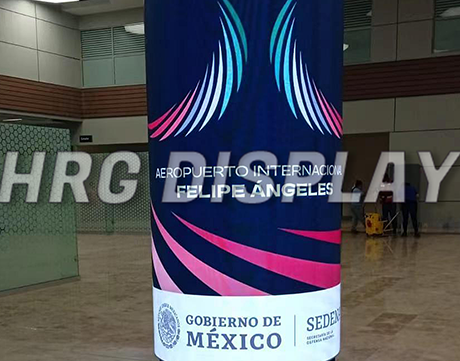 Cylindrical LED Screen in Mexico City International Airport